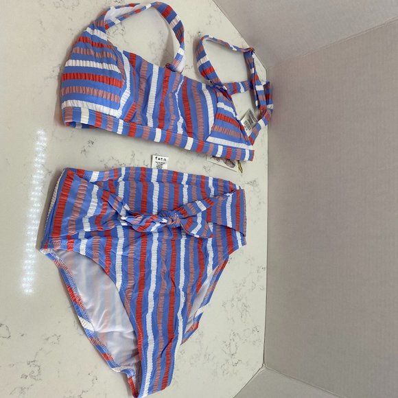 NWT Jessica Simpson Striped Two Piece swimsuit - Picture 1 of 6